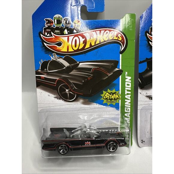 2x Hot Wheels Batmobiles - Batman Live & Classic TV Series Batmobile NEW - Picture 2 of 11